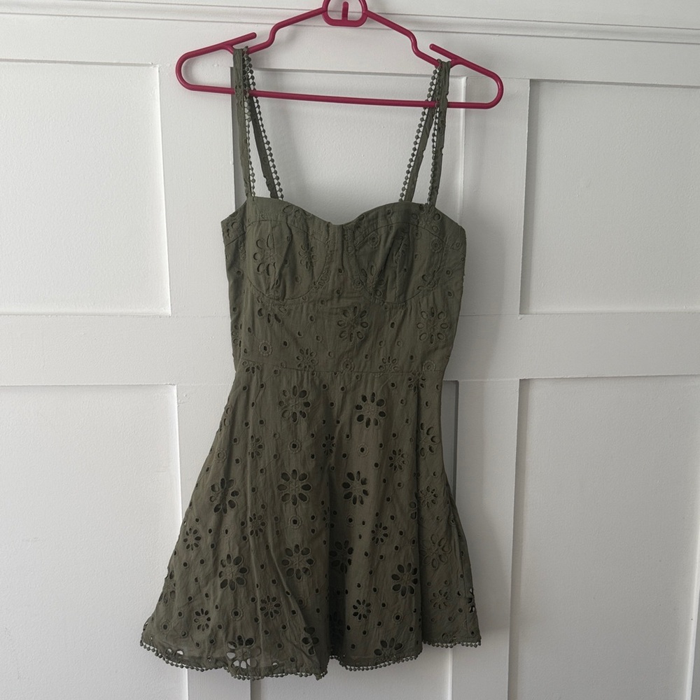 NWT Olive Green Eyelet Dress - S or XS
